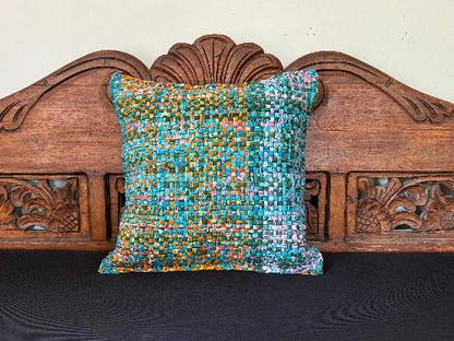 Recycled Saree Cushion (Blue/Multi)