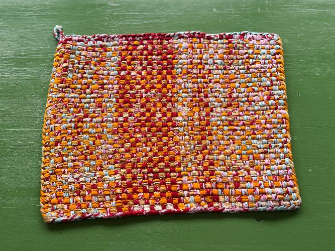 Recycled Saree Placemat (Orange/Multi)