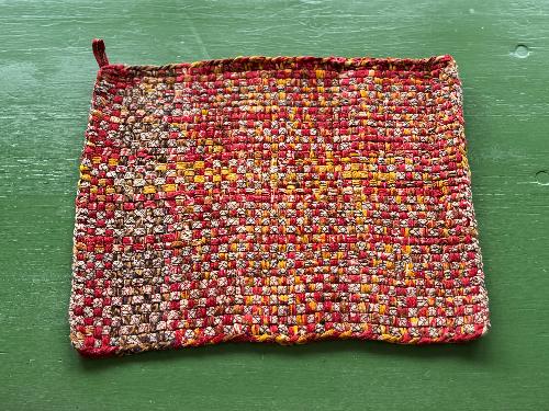 Recycled Saree Placemat (Orange/Multi)