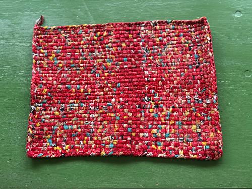 Recycled Saree Placemat (Red/Multi)