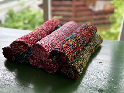 Recycled Saree Placemat (Green/Multi)