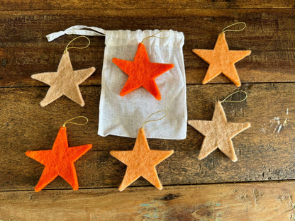 Set of 6 Festive Stars Decorations - Harmony Blush